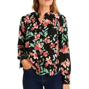 Calvin Klein Floral Button Down Blouse Chic Professional Collared Colorful Small